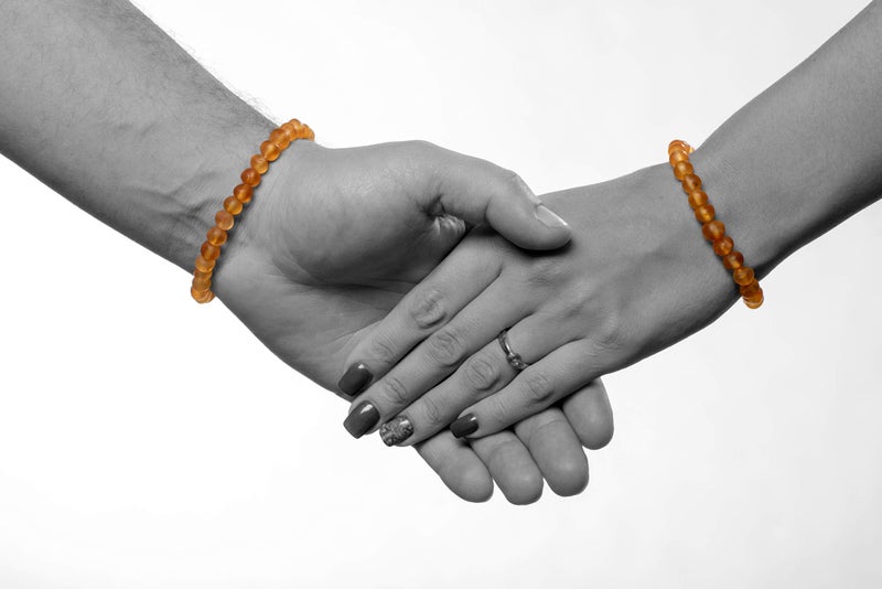 AMBERAGE Natural Baltic Amber Bracelet for Adults (Women/Men) - Hand made From Raw-Unpolished/Certified Baltic Amber Beads(6 Colors) (8, Raw-Unpolished Honey) - Image 4
